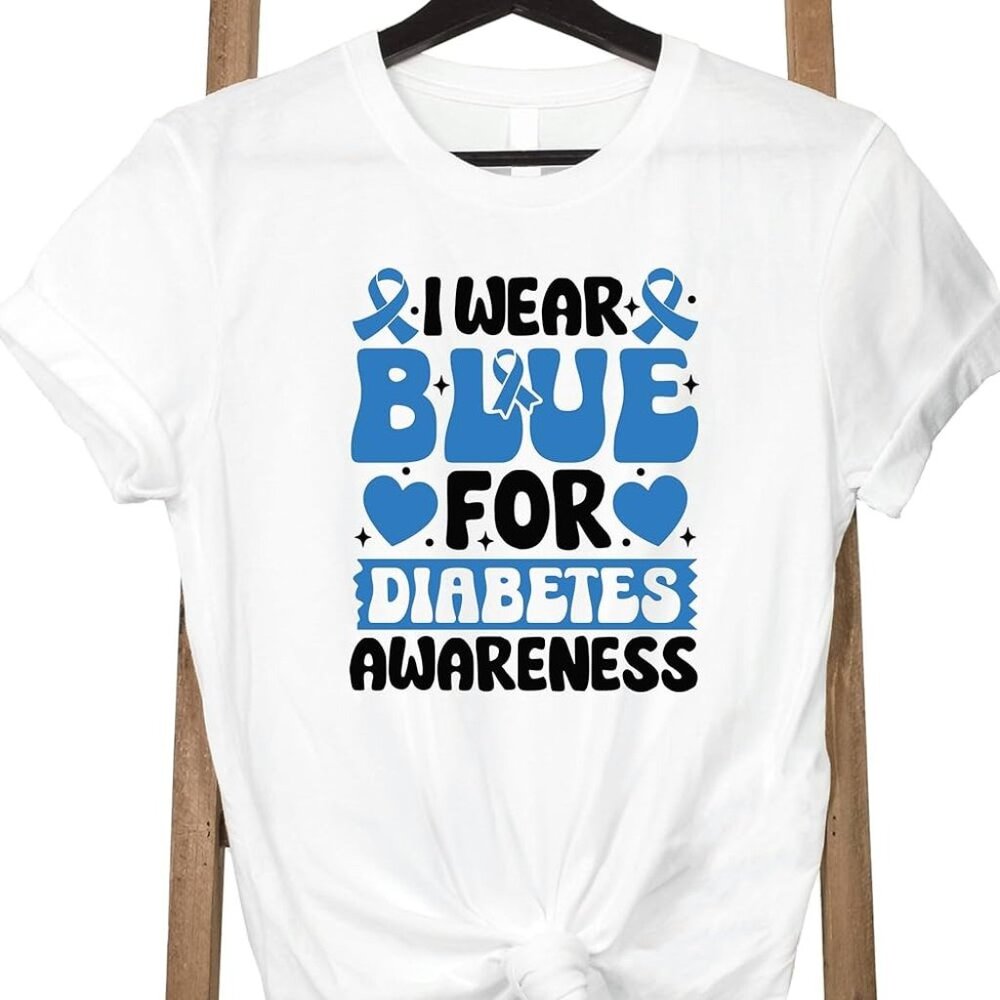 I Wear Blue for Diabetes T-Shirt, Diabetes Awareness T-shirt - Picture 1 of 3